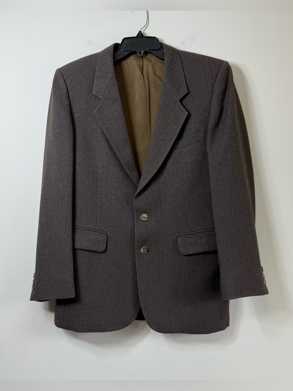 Vintage Austin-Hill Milano Brown Striped Mens Blazer Jacket 40S Dark Academia